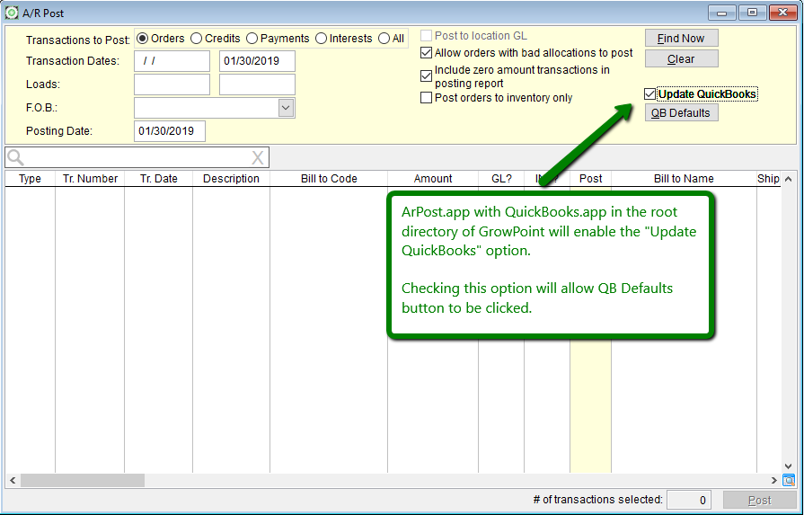 Posting GrowPoint AR to QuickBooks